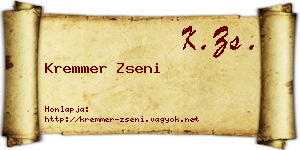 Kremmer Zseni névjegykártya